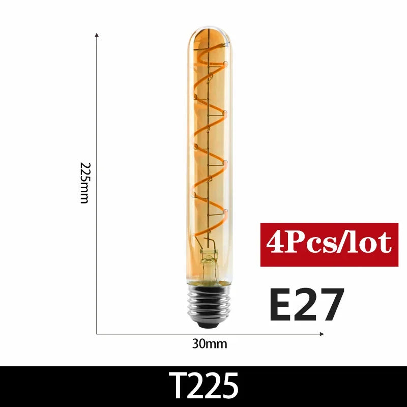 4-Pack Retro Vintage LED Filament Bulbs - Dimmable Decorative Lighting