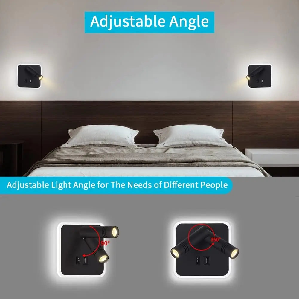 Bedside Wall Lamp – LED Wall Light with Switch and USB Port