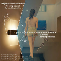 USB Rechargeable Wall Lamp – Touch & Motion Sensor with Acrylic Shade