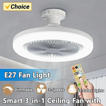 Smart 3-in-1 Ceiling Fan with Remote Control – Lighting & E27 Conversion Base