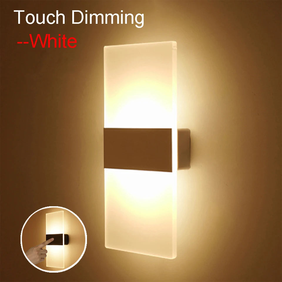 USB Rechargeable Wall Lamp – Touch & Motion Sensor with Acrylic Shade