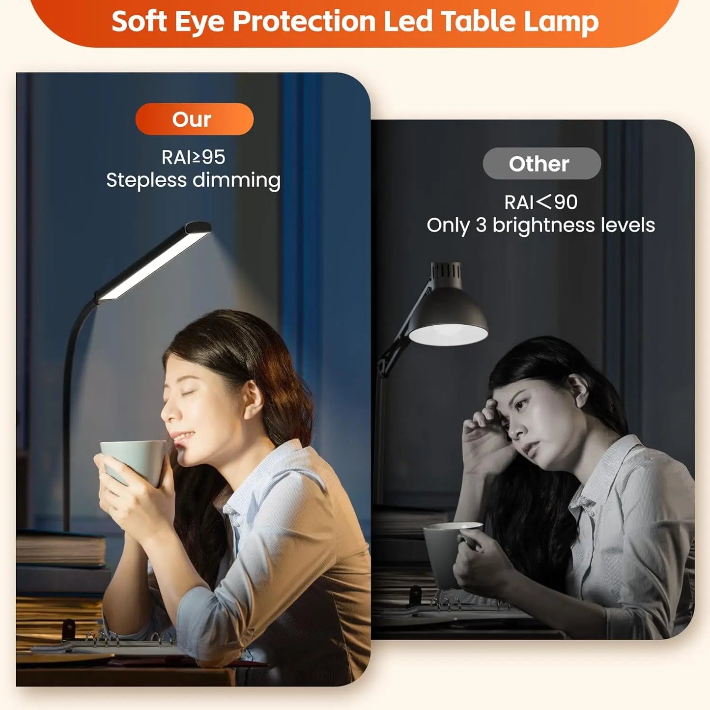 Double Head LED Desk Lamp – Dimmable USB Table Lamp with 3 Color Modes