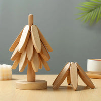 4PCS Tree Design Wooden Trivets – Decorative Heat Resistant Table