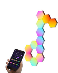 Customizable Hexagonal LED Smart Wall Panels with Audio Sync