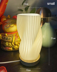 French Cream Style 3D Desk Lamp – Pleated Design for Bedroom, Study, and Coffee Shop