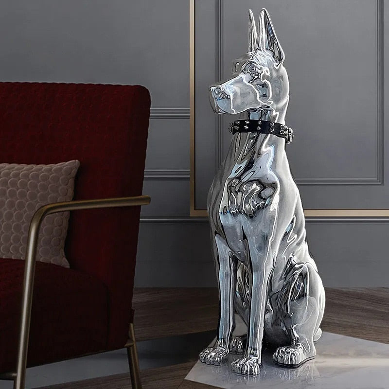 Electroplated Doberman Dog Statue