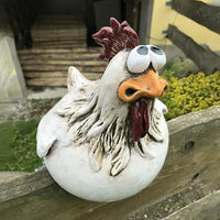 Funny Chicken Fence Decor – Resin Garden Statues