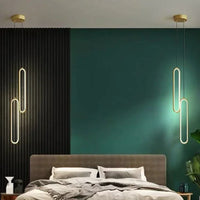 Black and Gold Oval LED Pendant Light for Bedroom and Living Room