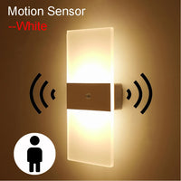 USB Rechargeable Wall Lamp – Touch & Motion Sensor with Acrylic Shade