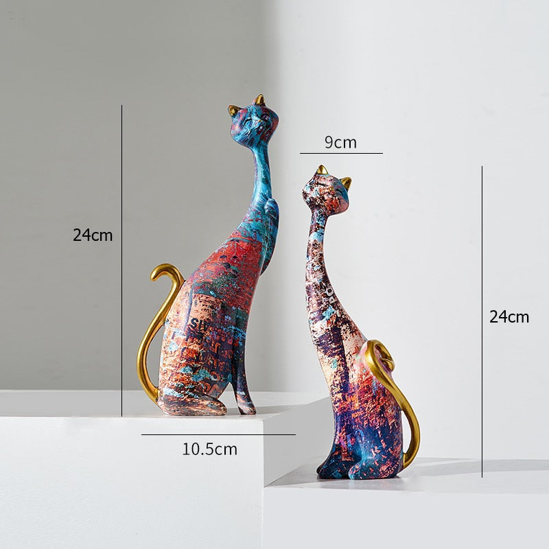 Skandinavische Kunst Ölgemälde Katze Dekoration Figur