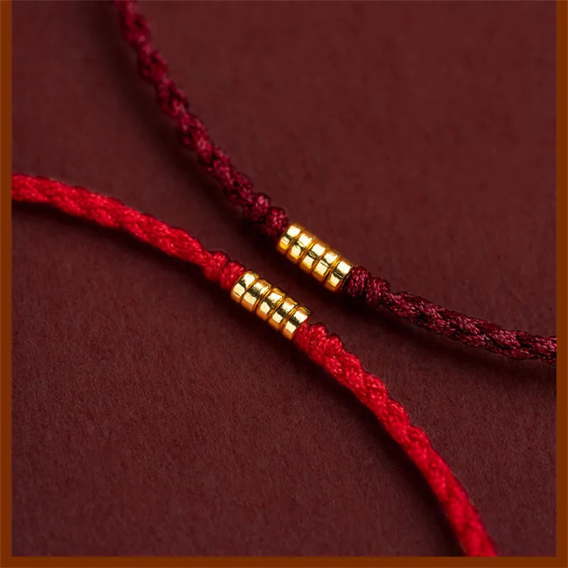 Lucky Golden Bead Braided String Bracelet Anklet