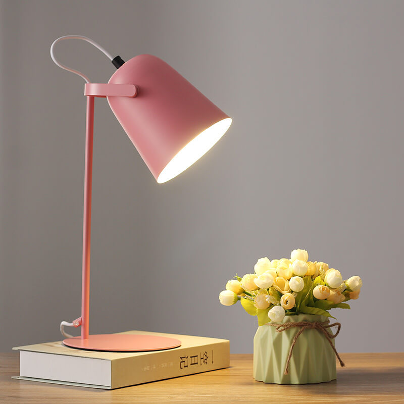 Nordic Macaron Color Creative Iron Bucket Design Light Table Lamp