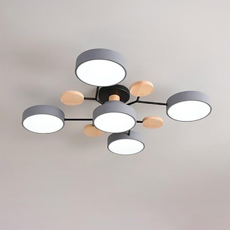 Modern Nordic Round Molecule Branch Design LED Semi-Flush Mount Ceiling Light