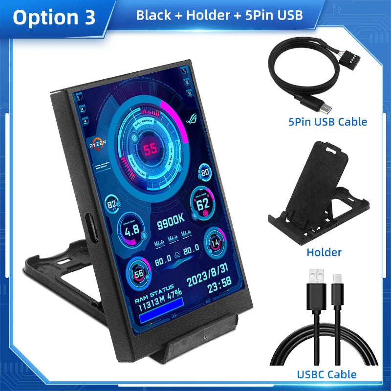 3.5 Inch IPS Type C Secondary Screen – USB LCD Monitor for Computer