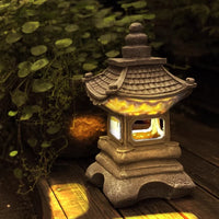 Garden Solar LED Pagoda Lantern – Japanese Resin Decorative Light