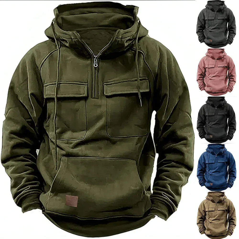 Tactical Half Zip-Up Fleece Hoodie/Jacket – Military-Grade Performance