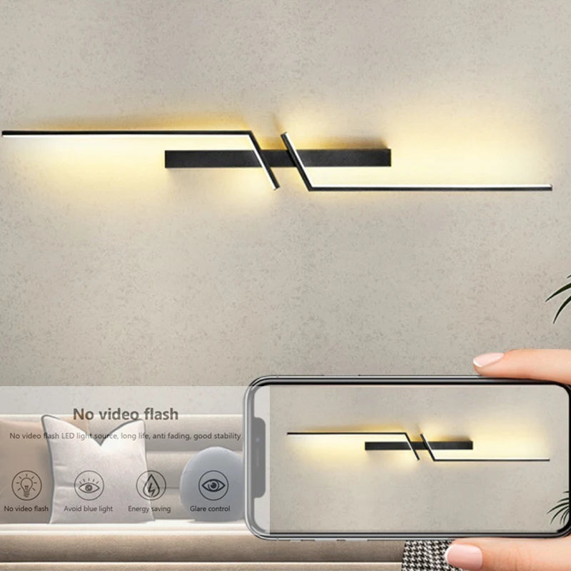 Modern Creative Strip LED Wall Light – Minimalist Bedroom Bedside Sconce