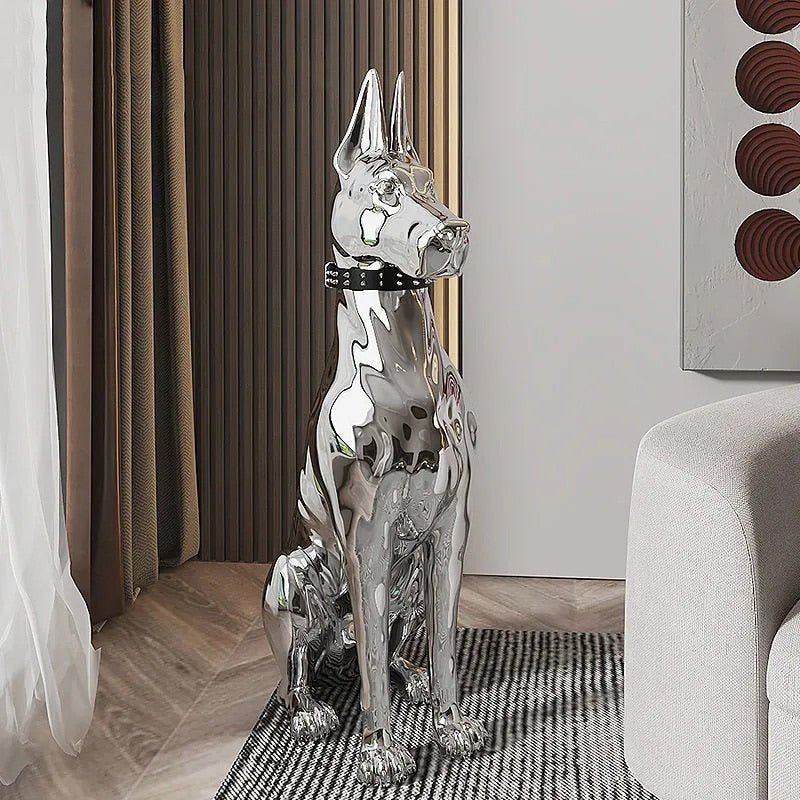 Galvanisierte Dobermann-Hundestatue