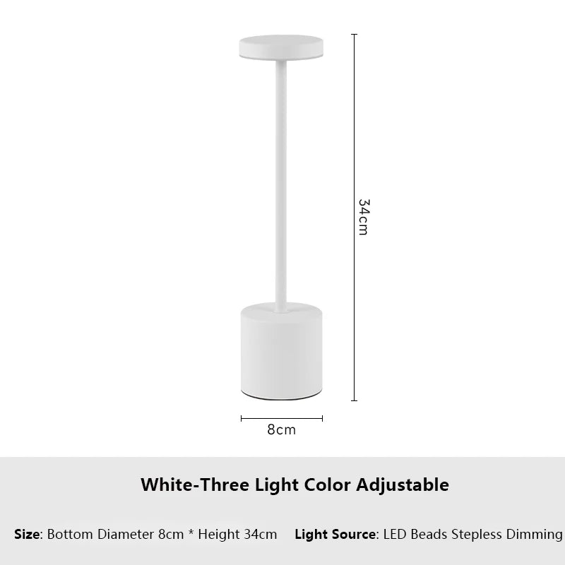 USB Rechargeable LED Table Lamp – Touch Switch with Three Colors