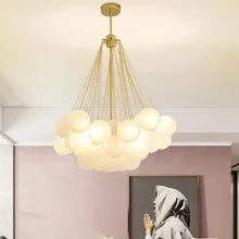 Contemporary 3-Light Cluster Glass Globe Frosted Bubble Chandelier