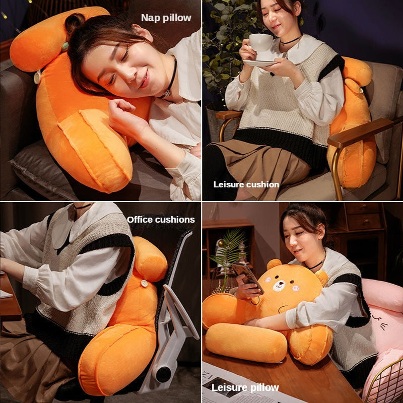 Children's Backrest Pillow with Arms & Adjustable Headrest for Comfort