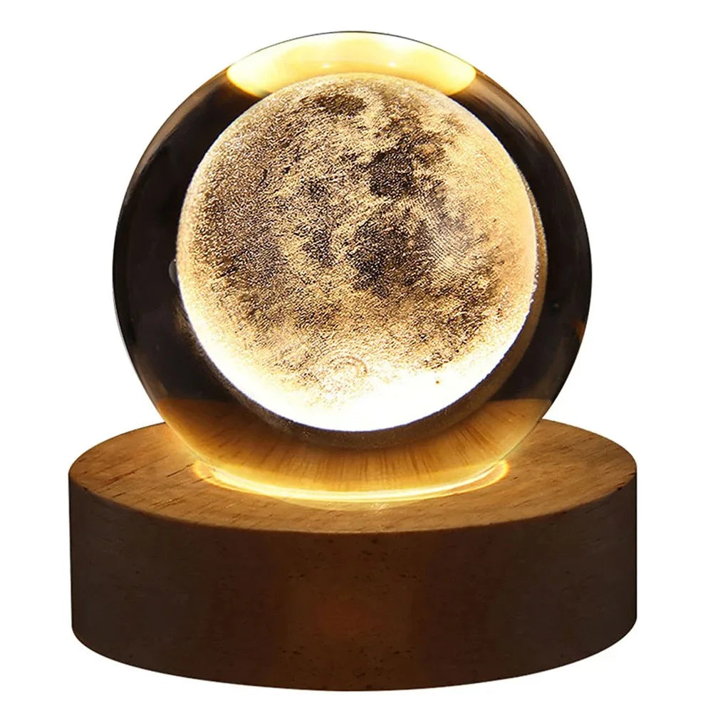 Unique 3D Crystal Ball Lamp – Galaxy and Planetary Projections USB Night Light