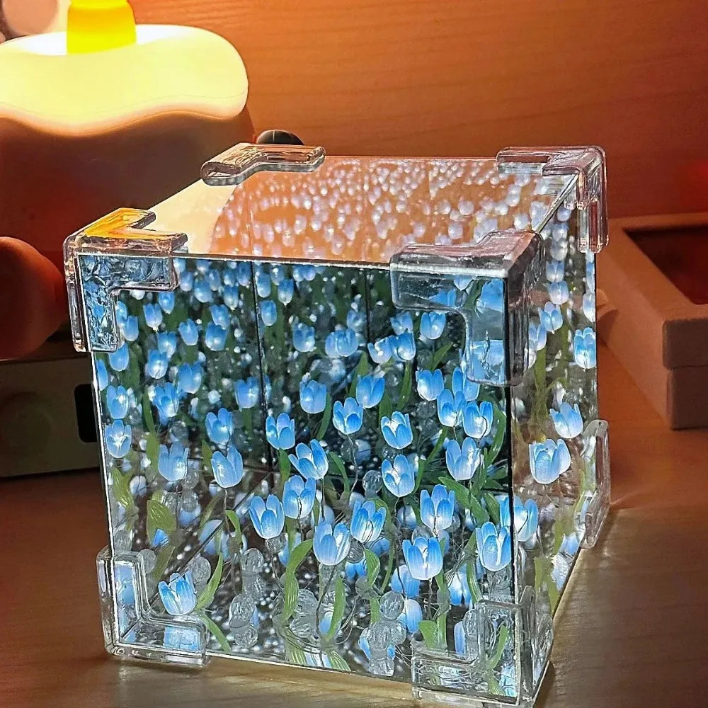 DIY Tulip Mirror Cube Lamp – Handmade Craft Night Light