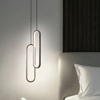 Black and Gold Oval LED Pendant Light for Bedroom and Living Room