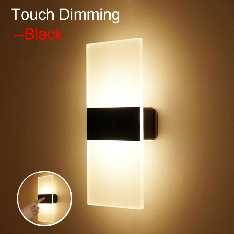 USB Rechargeable Wall Lamp – Touch & Motion Sensor with Acrylic Shade