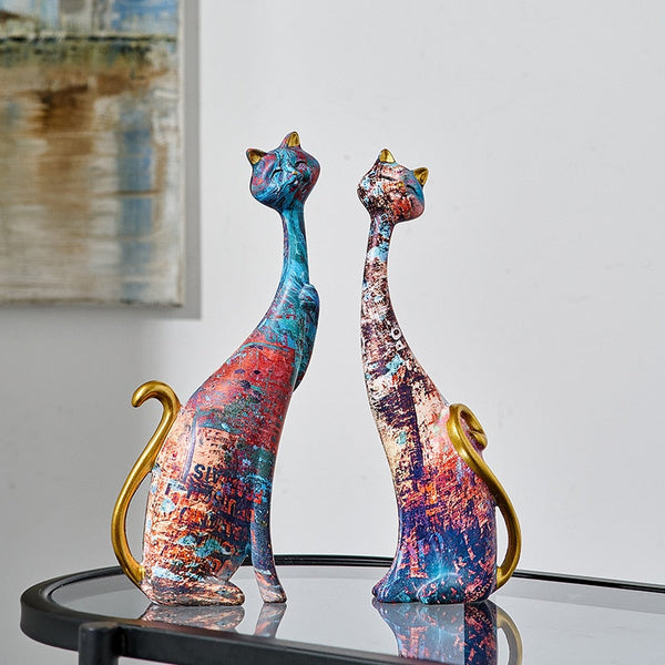 Skandinavische Kunst Ölgemälde Katze Dekoration Figur