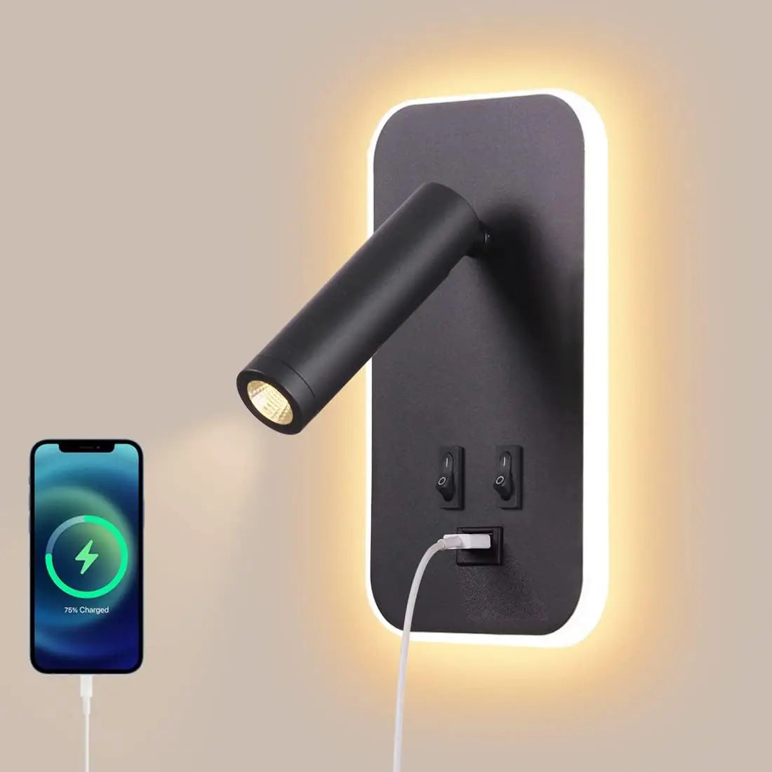 Bedside Wall Lamp – LED Wall Light with Switch and USB Port