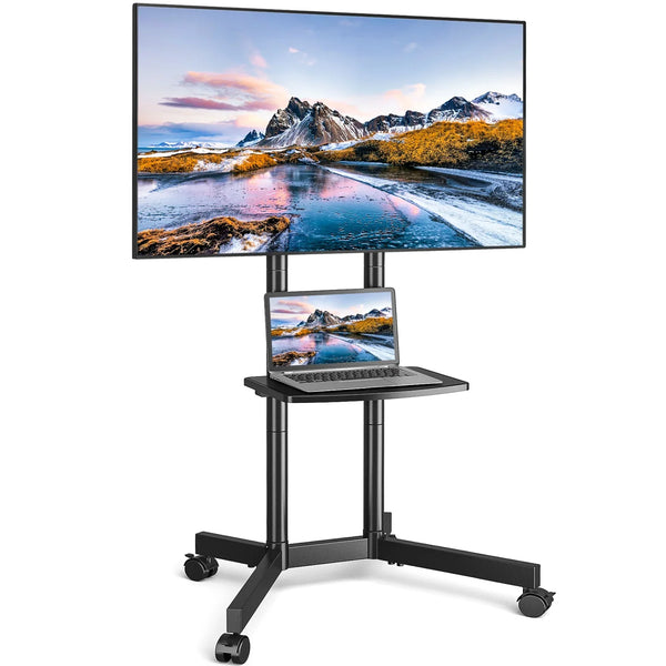 Versatile Rolling TV Stand with Adjustable Shelf