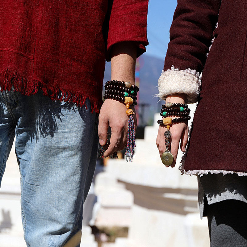 Tibet 108 Mala Perlen Lila Bodhi Samen Bagua Vajra Armband/Halskette 