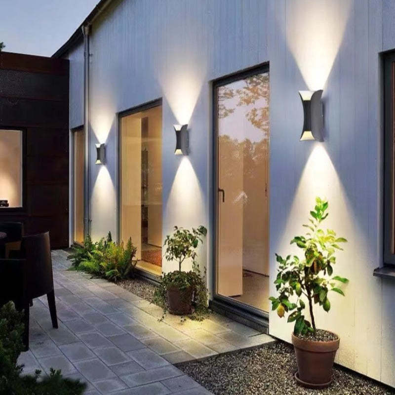 Moderne LED Außenwandleuchte Gold/Weiß Garten/Flur 