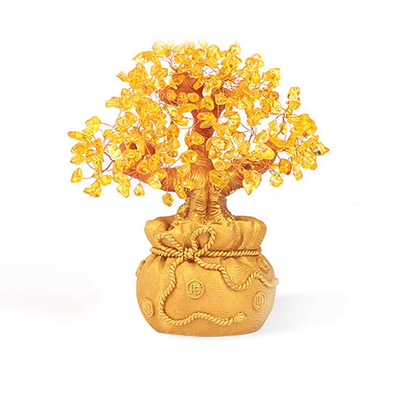 Natürlicher Citrin Feng Shui Geldbaum Edelstein Ornament