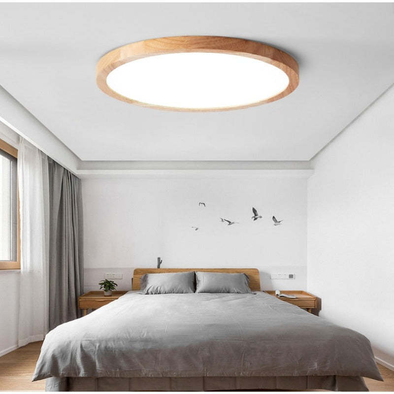 Moderne Holz Runde Unterputz Deckenleuchten Wohnzimmer 