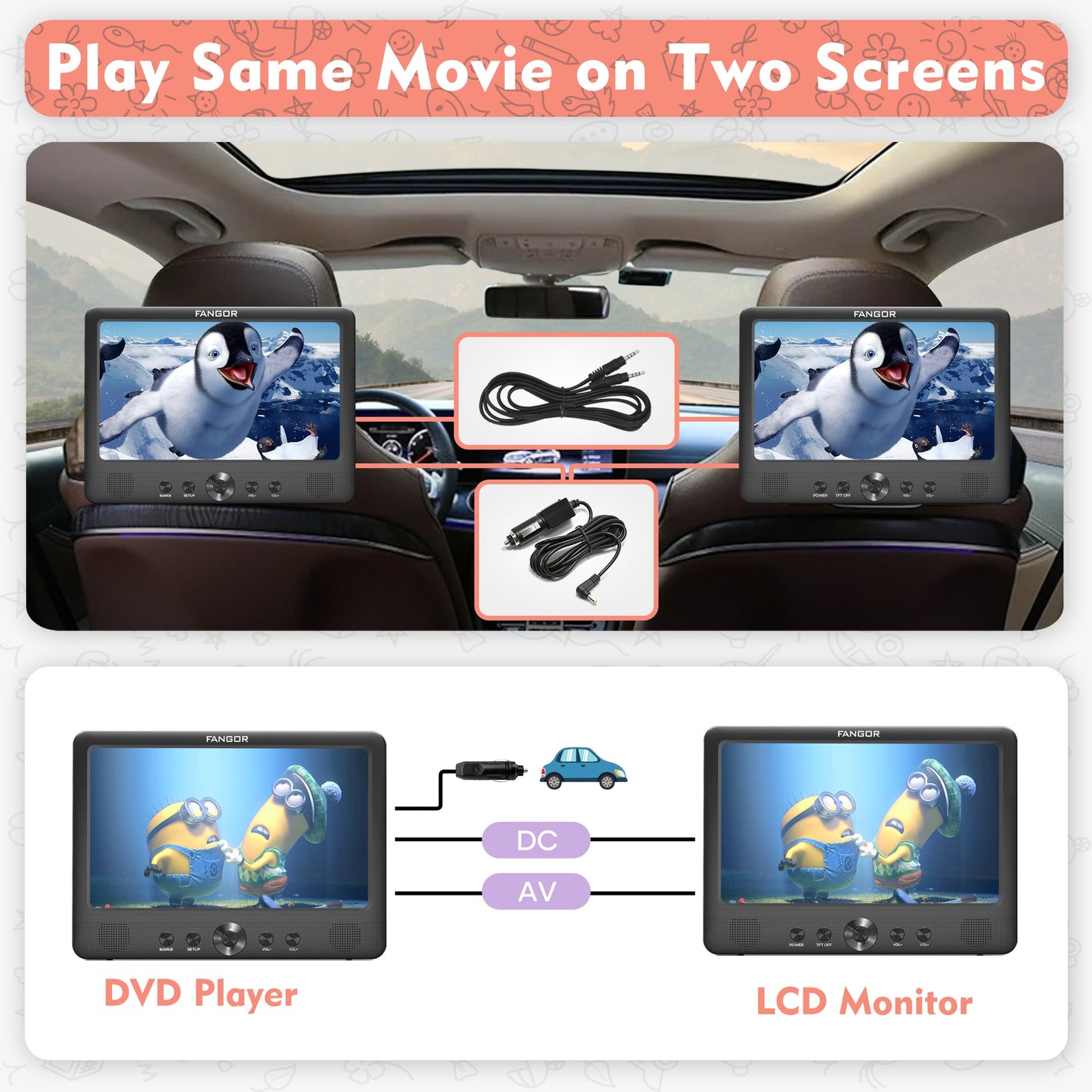 Dual Screen Headrest DVD Player