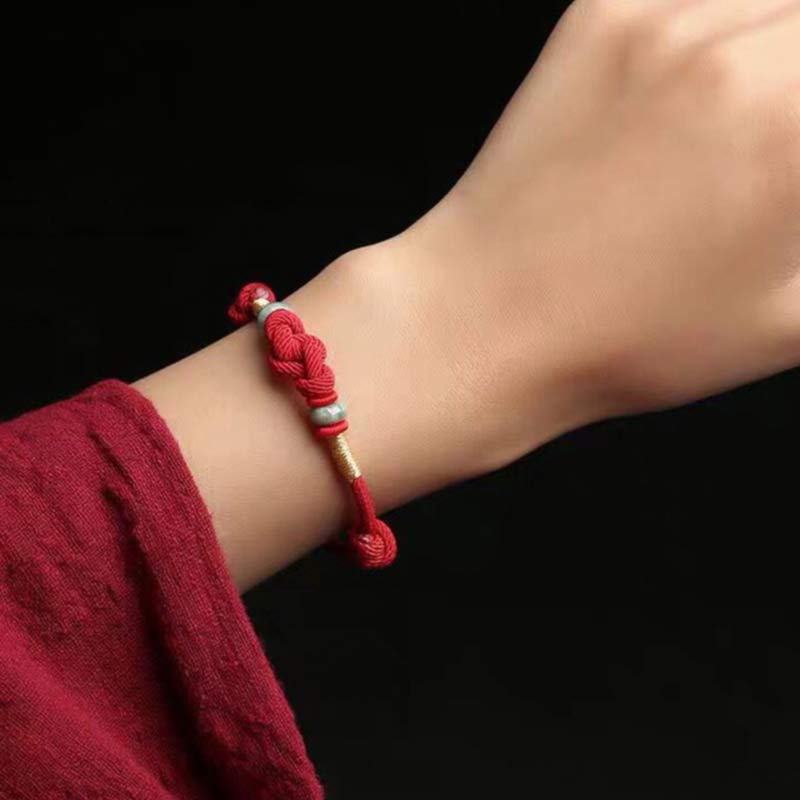 Red String Jade Luck & Good Fortune Knot Braided String Bracelet