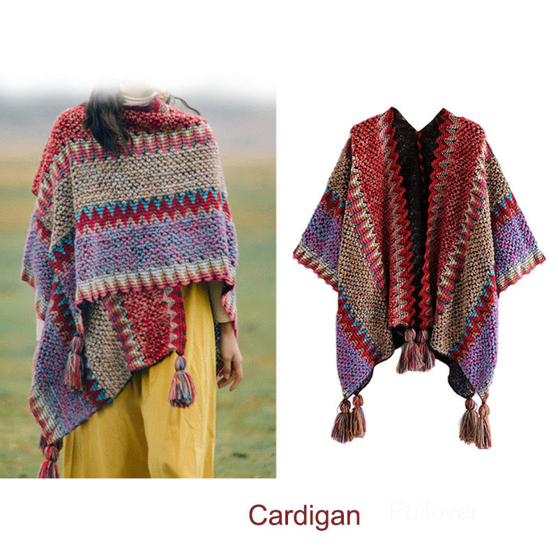 Tibetan Shawl Knitting Warm Cloak Tibetan Tassel Scarf