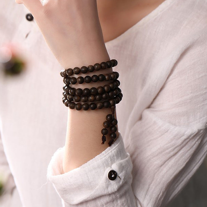 108 Mala Beads Agarwood Peace & Strength Bracelet