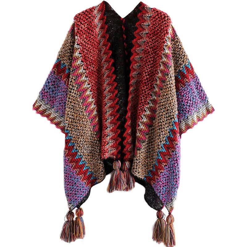 Tibetan Shawl Knitting Warm Cloak Tibetan Tassel Scarf