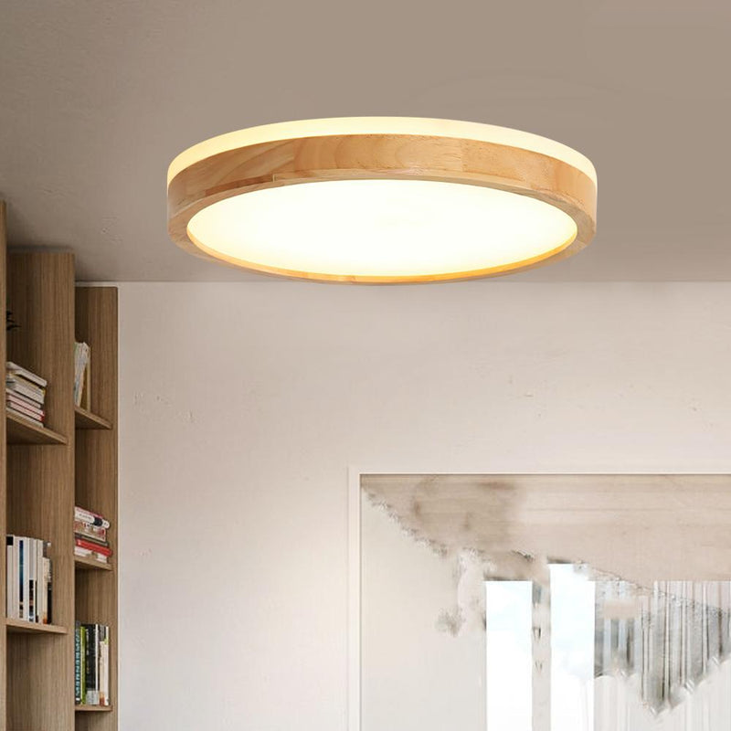 Nordic Wooden Round LED Flush Mount