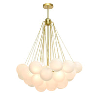 Contemporary 3-Light Cluster Glass Globe Frosted Bubble Chandelier