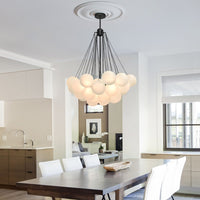 Contemporary 3-Light Cluster Glass Globe Frosted Bubble Chandelier