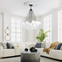 Contemporary 3-Light Cluster Glass Globe Frosted Bubble Chandelier