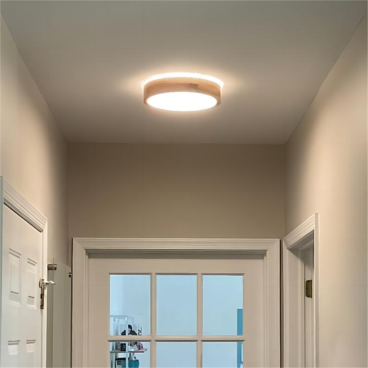 Nordic Wooden Round LED Flush Mount