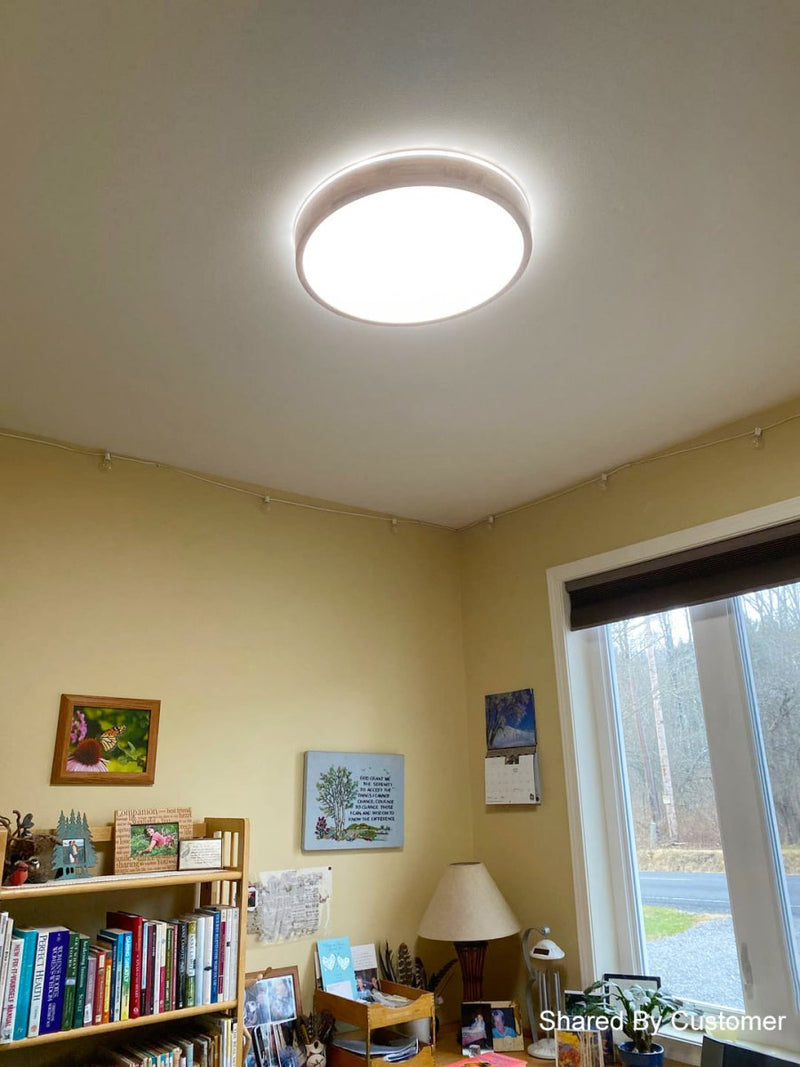 Nordic Wooden Round LED Flush Mount