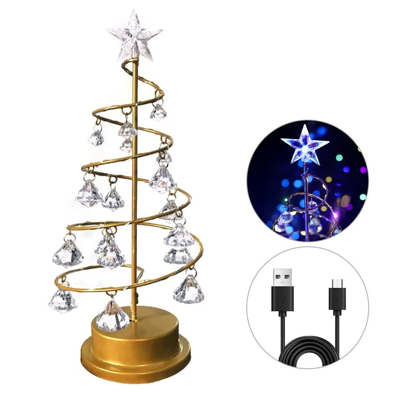 Crystal LED Spiral Christmas Tree Lamp for Festive Glow