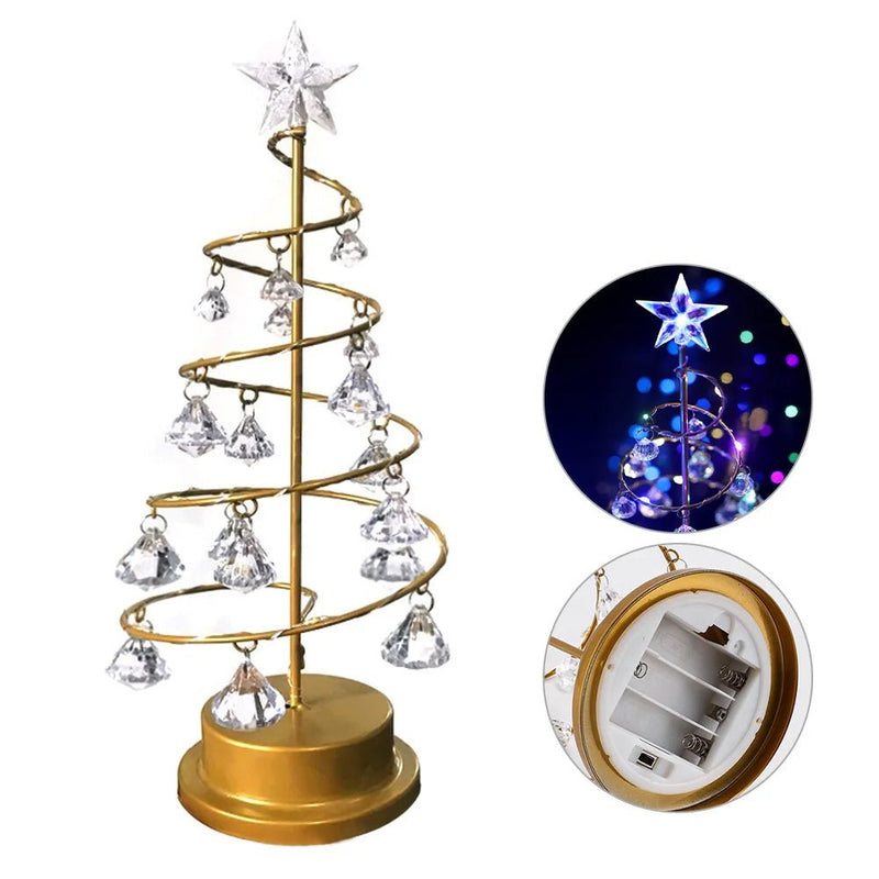 Crystal LED Spiral Christmas Tree Lamp for Festive Glow