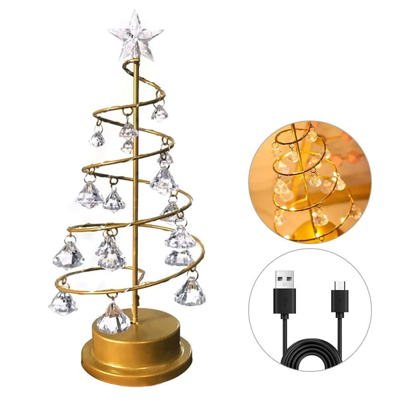 Crystal LED Spiral Christmas Tree Lamp for Festive Glow